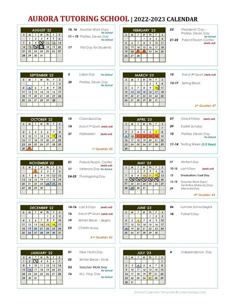 aurora ohio school calendar